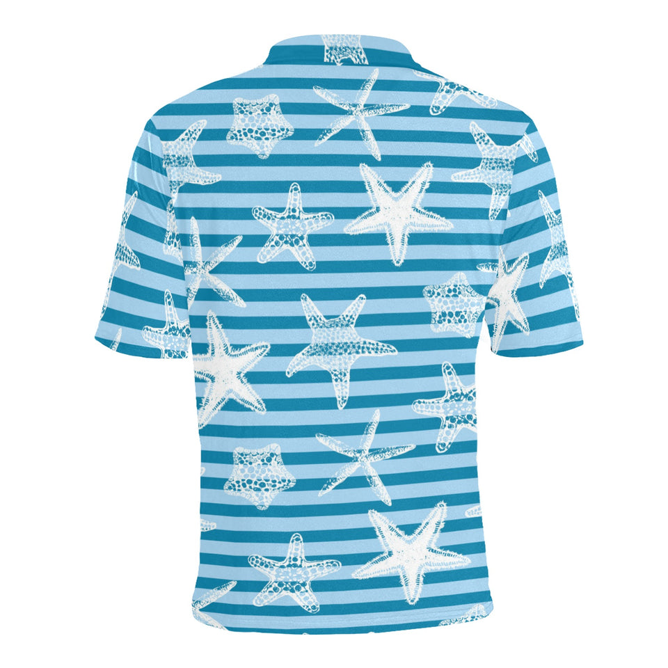 Starfish blue blackground Men's All Over Print Polo Shirt