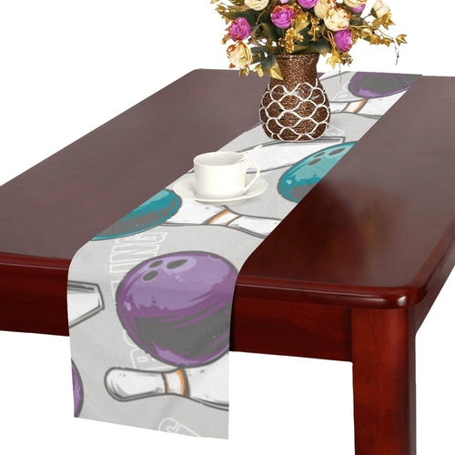 Bowling ball and pin gray background Table Runner