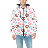 Pretzels Pattern Print Design 04 Men's Padded Hooded Jacket