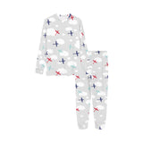 Airplane cloud grey background Kids' Boys' Girls' All Over Print Pajama Set