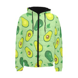 Avocado pattern green background Men's Padded Hooded Jacket