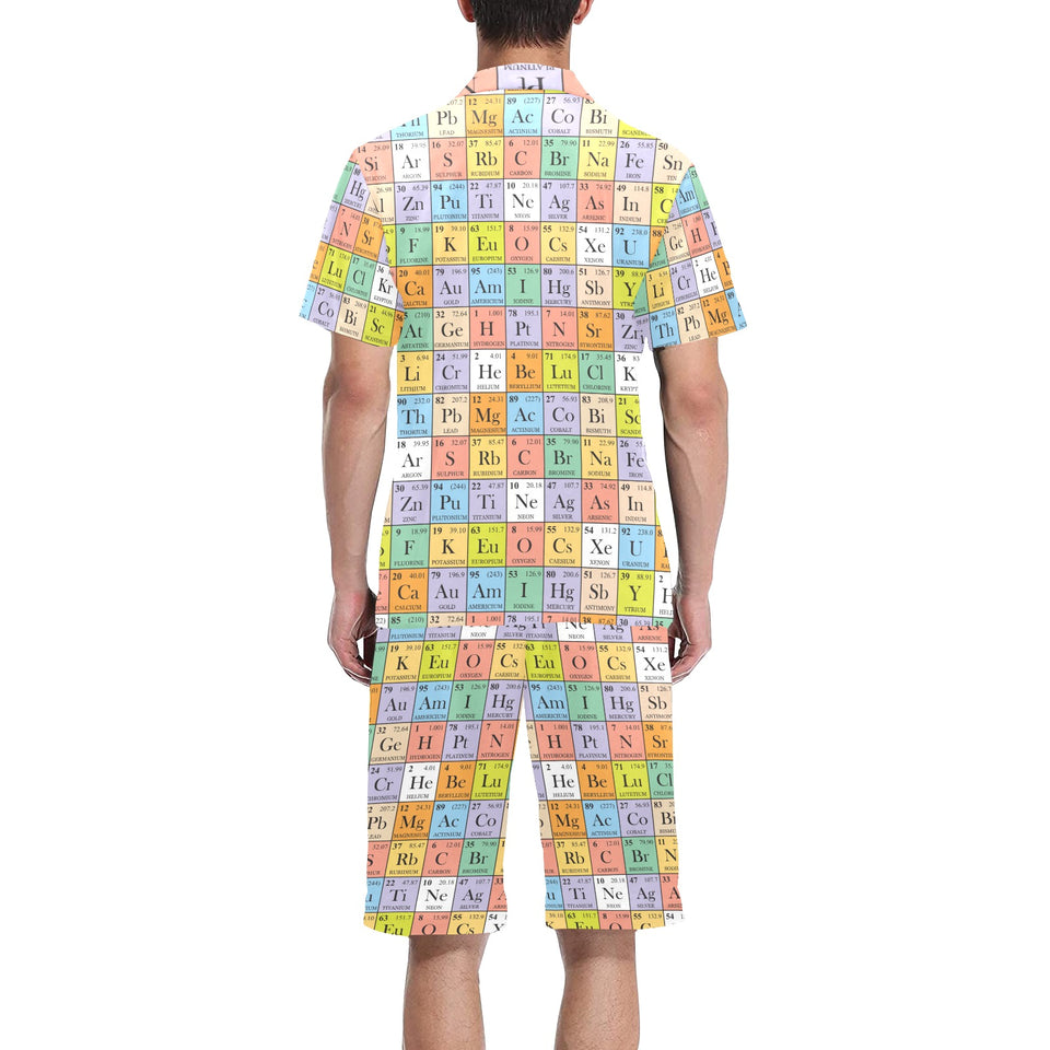Chemistry Periodic Table Pattern Print Design 01 Men's V-Neck Short Pajama Set