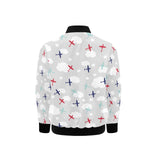 Airplane cloud grey background Kids' Boys' Girls' Bomber Jacket