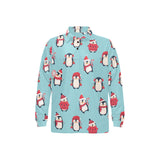 Cute penguin christmas design pattern Men's Long Sleeve Polo Shirt