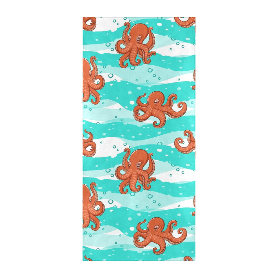 Octopuses sea wave background Beach Towel