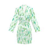 Green Peas Pattern Print Design 01 Women's Long Sleeve Belted Night Robe