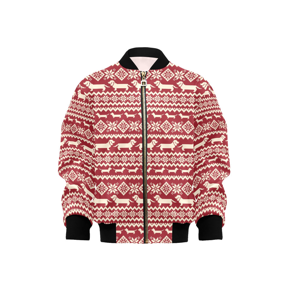 Dachshund Nordic pattern Kids' Boys' Girls' Bomber Jacket