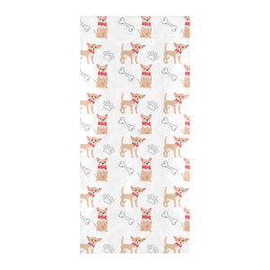 Chihuahua bone paw pattern Beach Towel