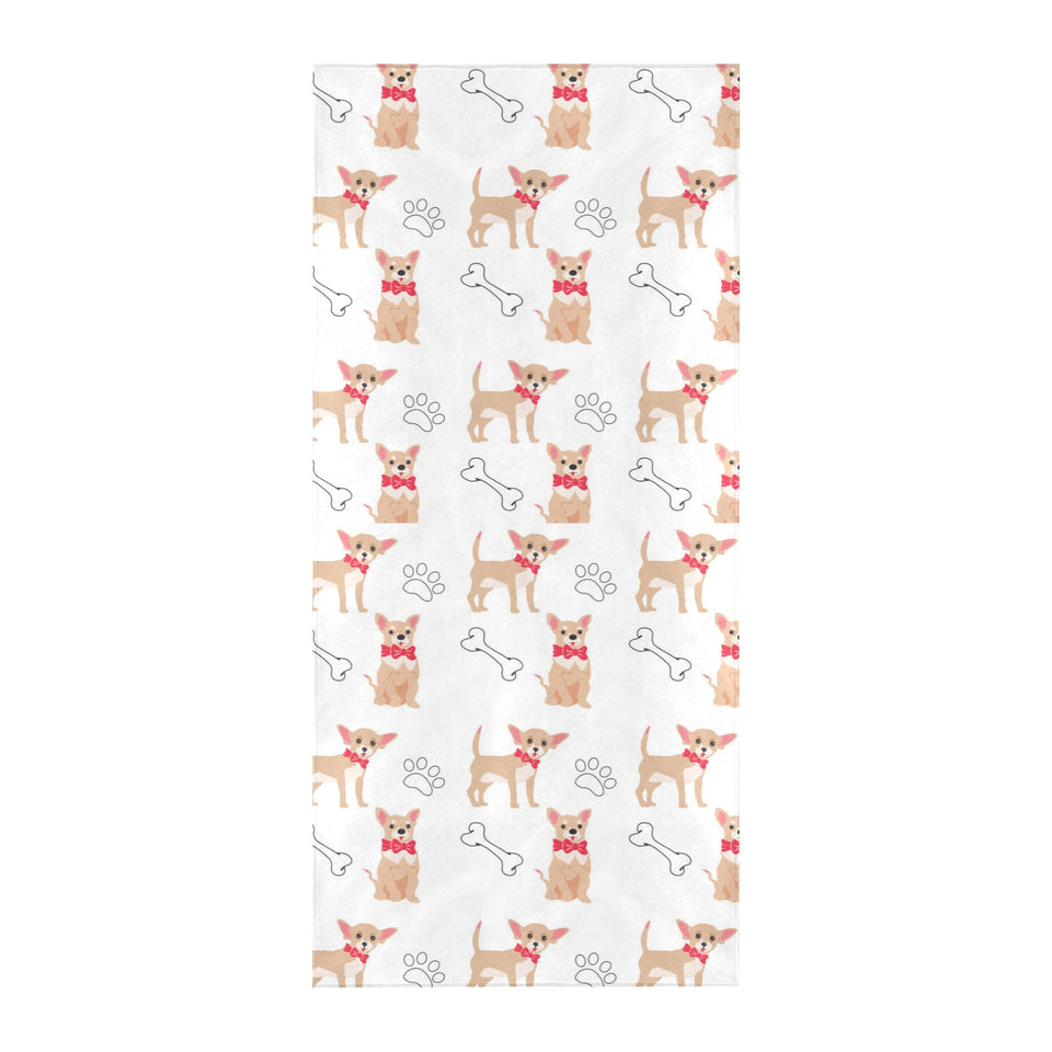 Chihuahua bone paw pattern Beach Towel