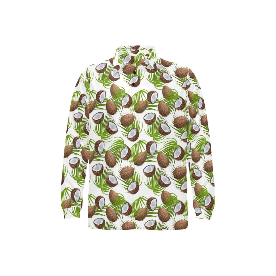 Coconut Pattern Print Design 04 Men's Long Sleeve Polo Shirt