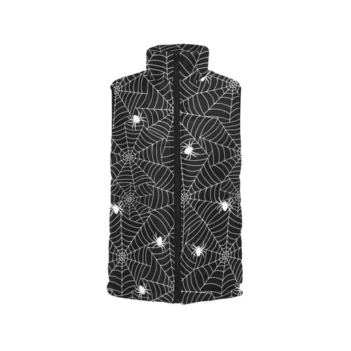 Spider web design pattern Black background white c Men's Padded Vest