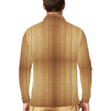 Wood Printed Pattern Print Design 05 Men's Long Sleeve Polo Shirt