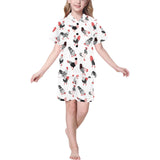 Cool rooster chicken cock floral ornament backgrou Kids' Boys' Girls' V-Neck Short Pajama Set