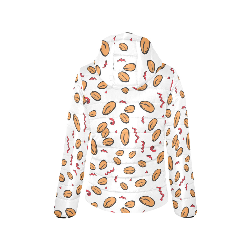 peanuts pattern background Women's Padded Hooded Jacket