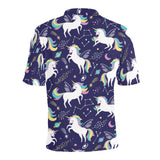 Hand drawn cute unicorn star planet Men's All Over Print Polo Shirt