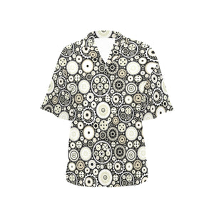 Gear Pattern Print Design 02 Women's All Over Print Hawaiian Shirt