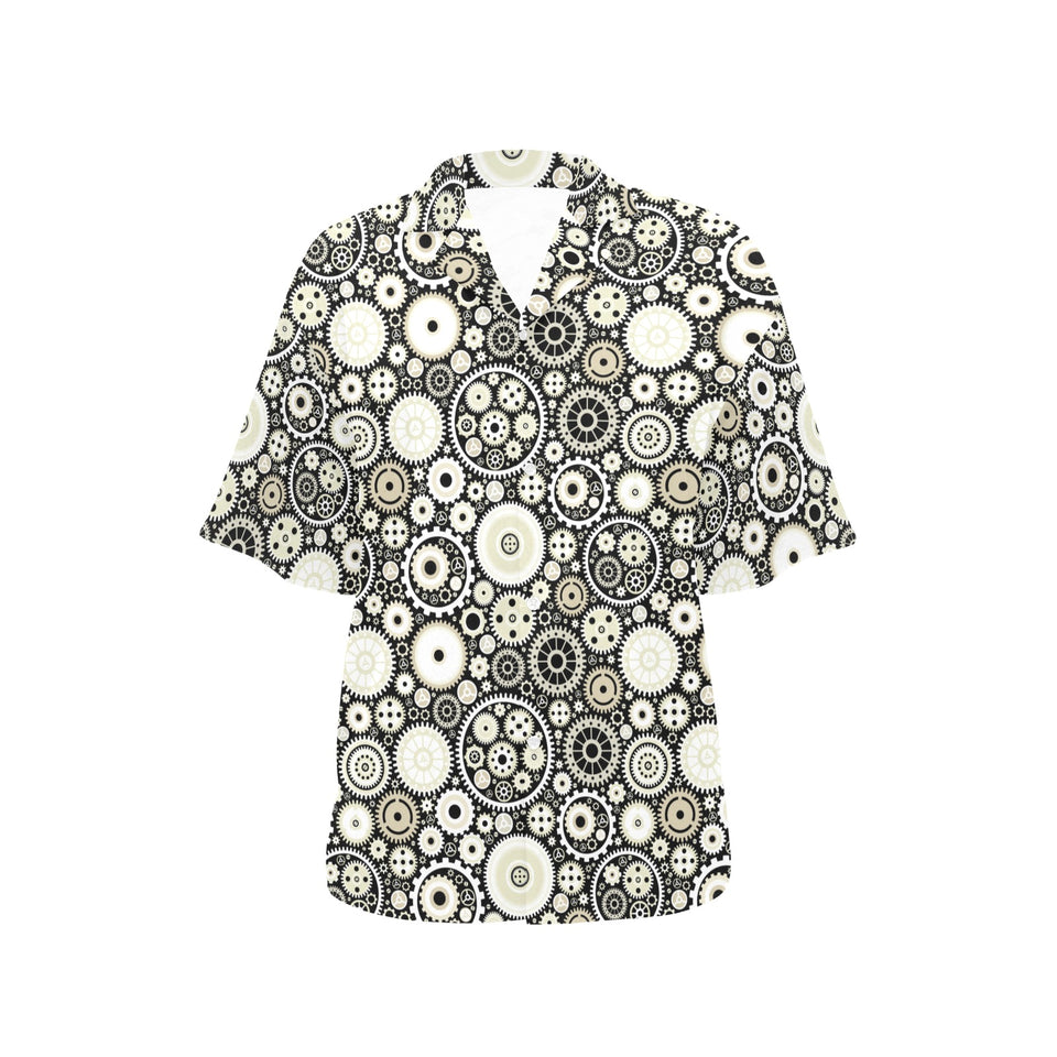 Gear Pattern Print Design 02 Women's All Over Print Hawaiian Shirt