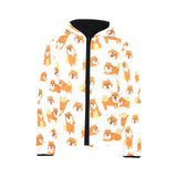 Brown pomeranian pattern Kids' Boys' Girls' Padded Hooded Jacket