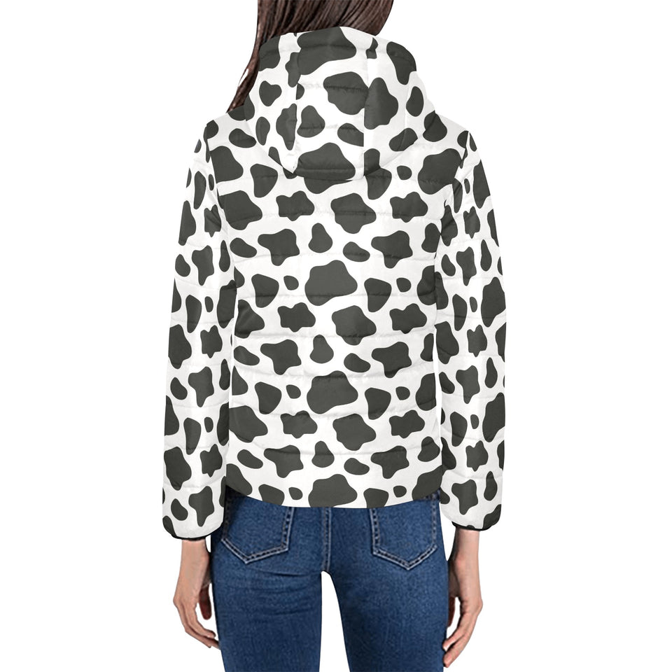 Cow skin pattern Women's Padded Hooded Jacket