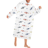 Cute helicopter star pattern Blanket Robe with Sleeves