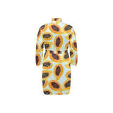 Watercolor papaya pattern Men's Long Sleeve Belted Night Robe