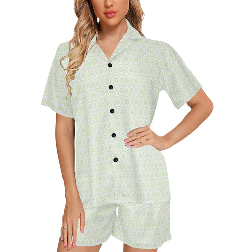 Cucumber pattern background Women's V-Neck Short Pajama Set