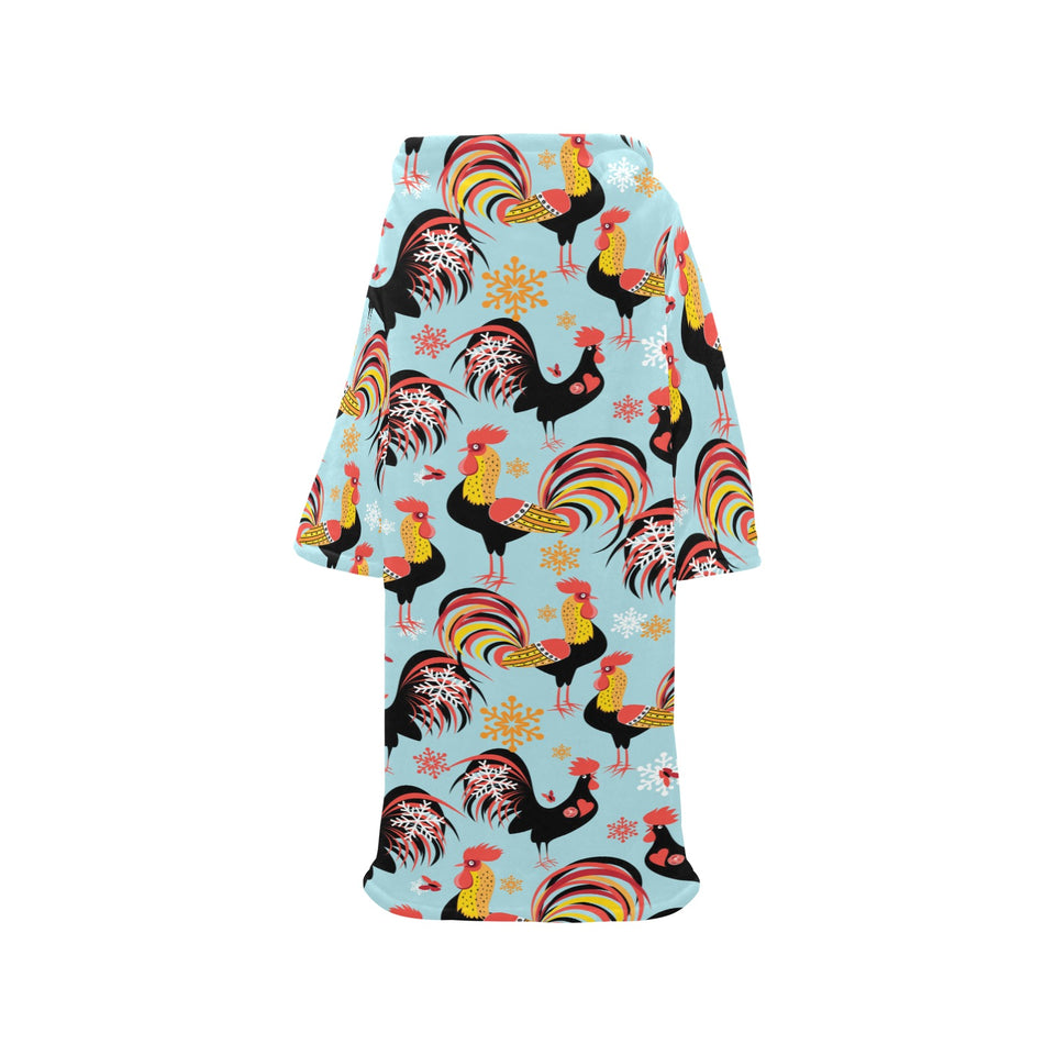 Rooster chicken cock snowfalke Blanket Robe with Sleeves