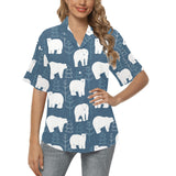 polar bear mother her child pattern Women's All Over Print Hawaiian Shirt