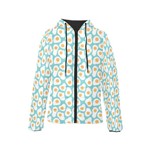 Fried Eggs Pattern Print Design 04 Women's Padded Hooded Jacket