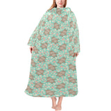 Hippopotamus Pattern Print Design 02 Blanket Robe with Sleeves