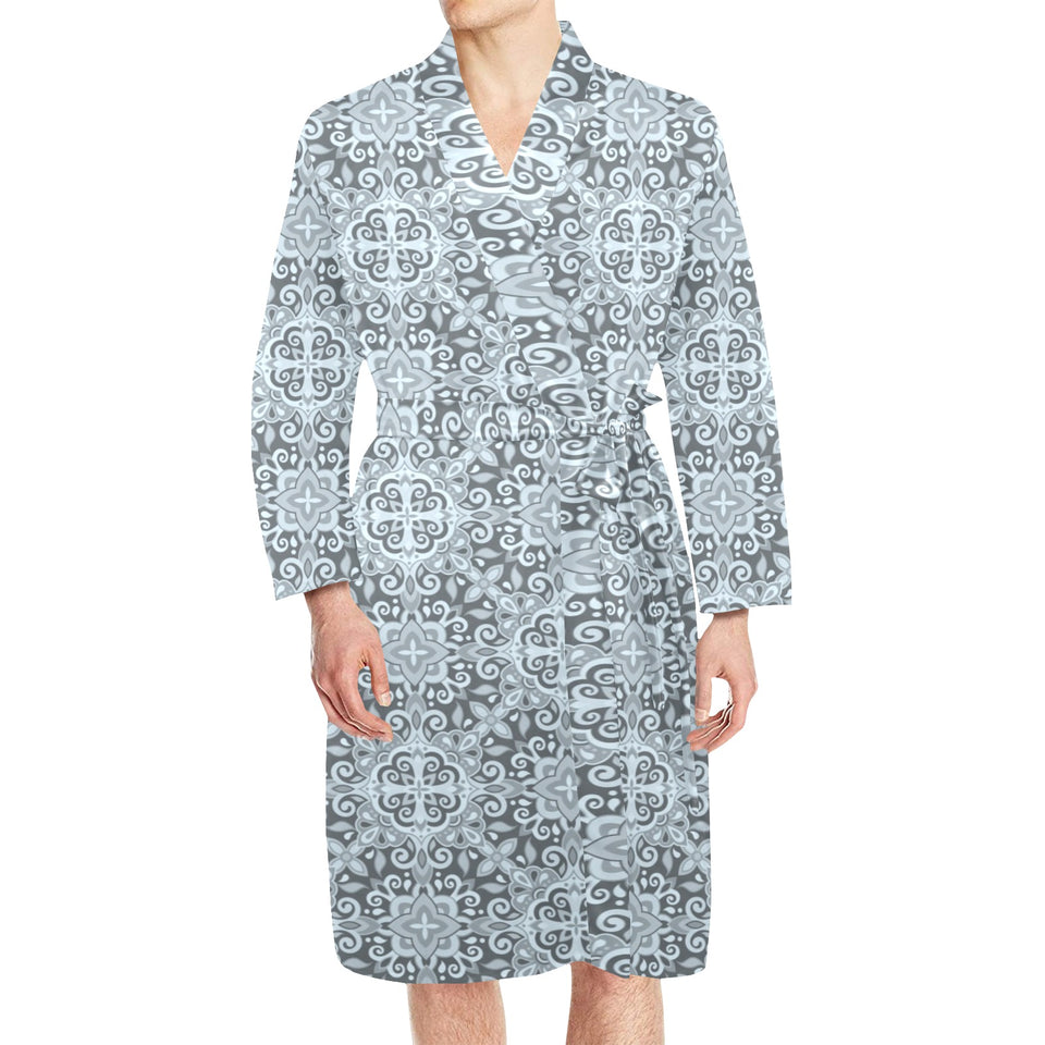 Traditional indian element pattern Men's Long Sleeve Belted Night Robe