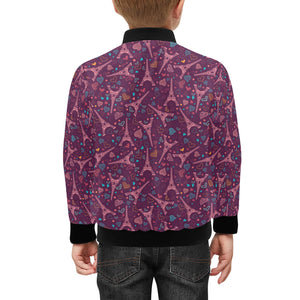 Eiffel Tower Heart Pattern Print Design 04 Kids' Boys' Girls' Bomber Jacket