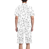 Music Notes Pattern Print Design 04 Men's V-Neck Short Pajama Set