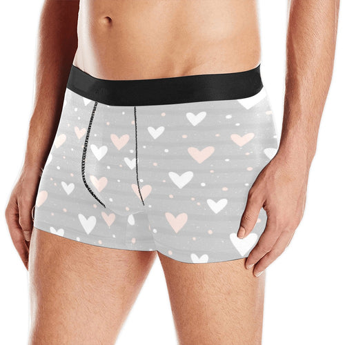 Heart pattern gray background Men's All Over Print Boxer Briefs Men's Underwear