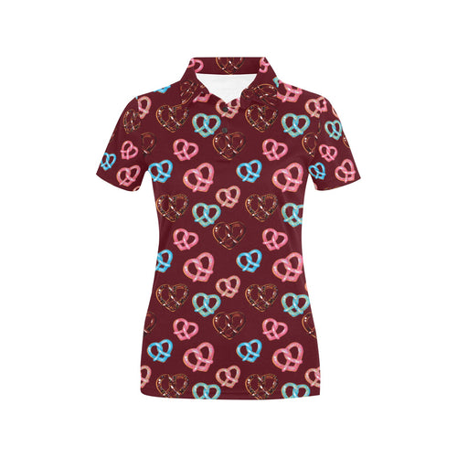 Pretzels Pattern Print Design 05 Women's All Over Print Polo Shirt