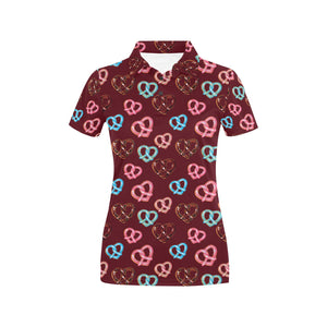 Pretzels Pattern Print Design 05 Women's All Over Print Polo Shirt