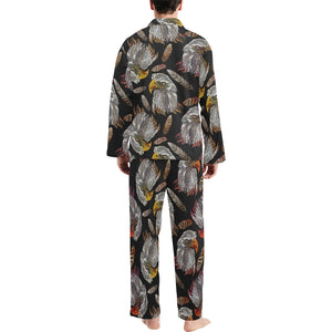 Eagle Pattern Print Design 05 Men's Long Pajama Set
