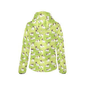 Jack Russel Pattern Print Design 01 Women's Padded Hooded Jacket