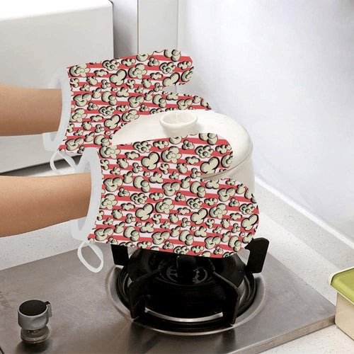Popcorn Pattern Print Design 05 Heat Resistant Oven Mitts
