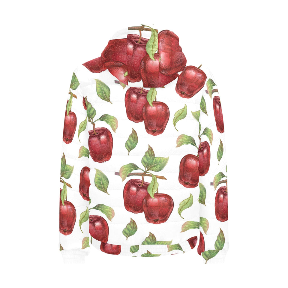 Red apples pattern Men's Padded Hooded Jacket
