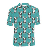 Hand drawn boston terrier dog pattern Men's All Over Print Polo Shirt