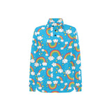 Rainbows Sky Clouds Pattern Women's Long Sleeve Polo Shirt