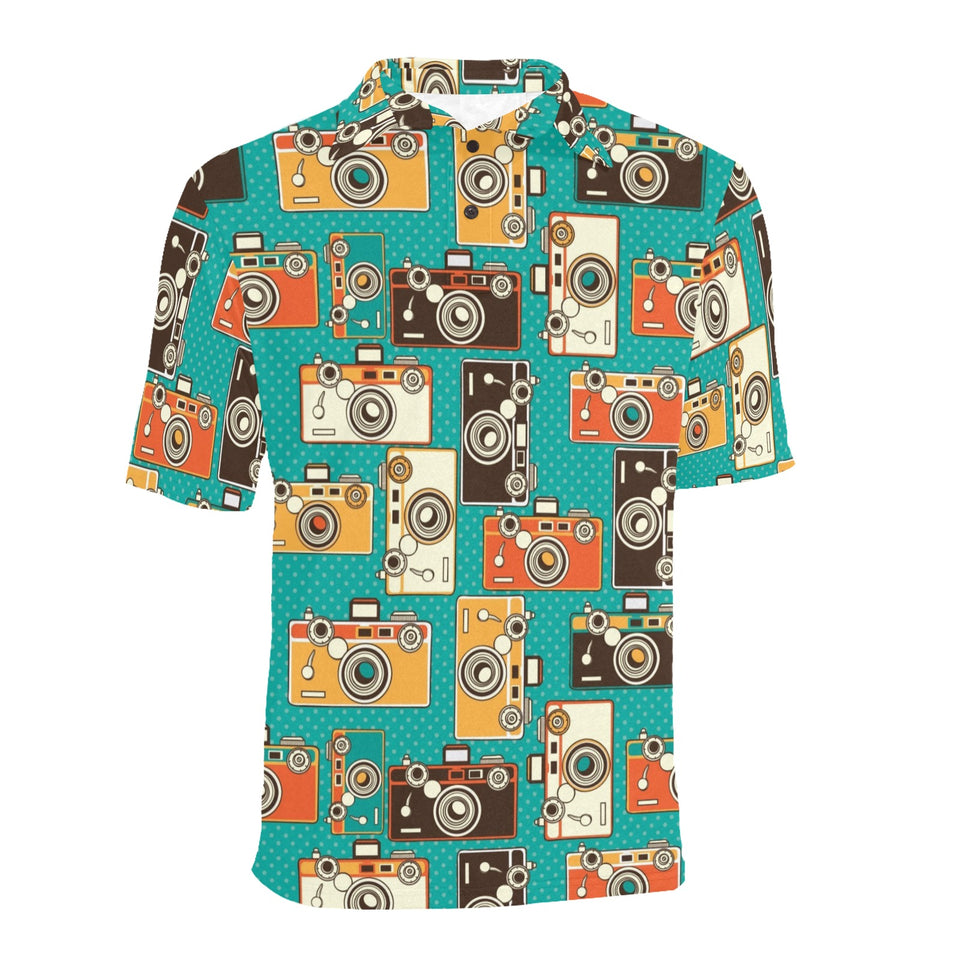 Camera Pattern Print Design 03 Men's All Over Print Polo Shirt