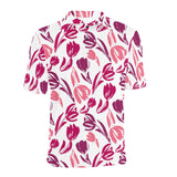 pink sketch tulip pattern Men's All Over Print Polo Shirt