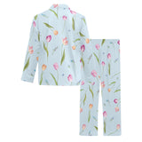 Watercolor Tulips pattern Men's Long Pajama Set