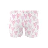 Watercolor pink heart pattern Men's Swimming Trunks