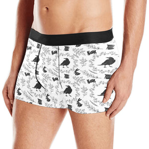 Crows floral wreath rabbit pattern Men's All Over Print Boxer Briefs Men's Underwear