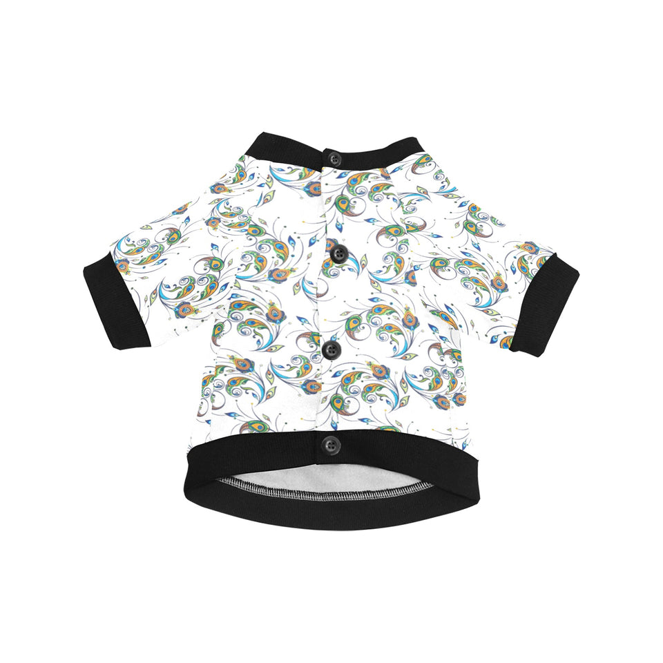 Peacock feather pattern All Over Print Pet Dog Round Neck Fuzzy Shirt