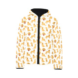 Golden Retriever Pattern Print Design 05 Kids' Boys' Girls' Padded Hooded Jacket