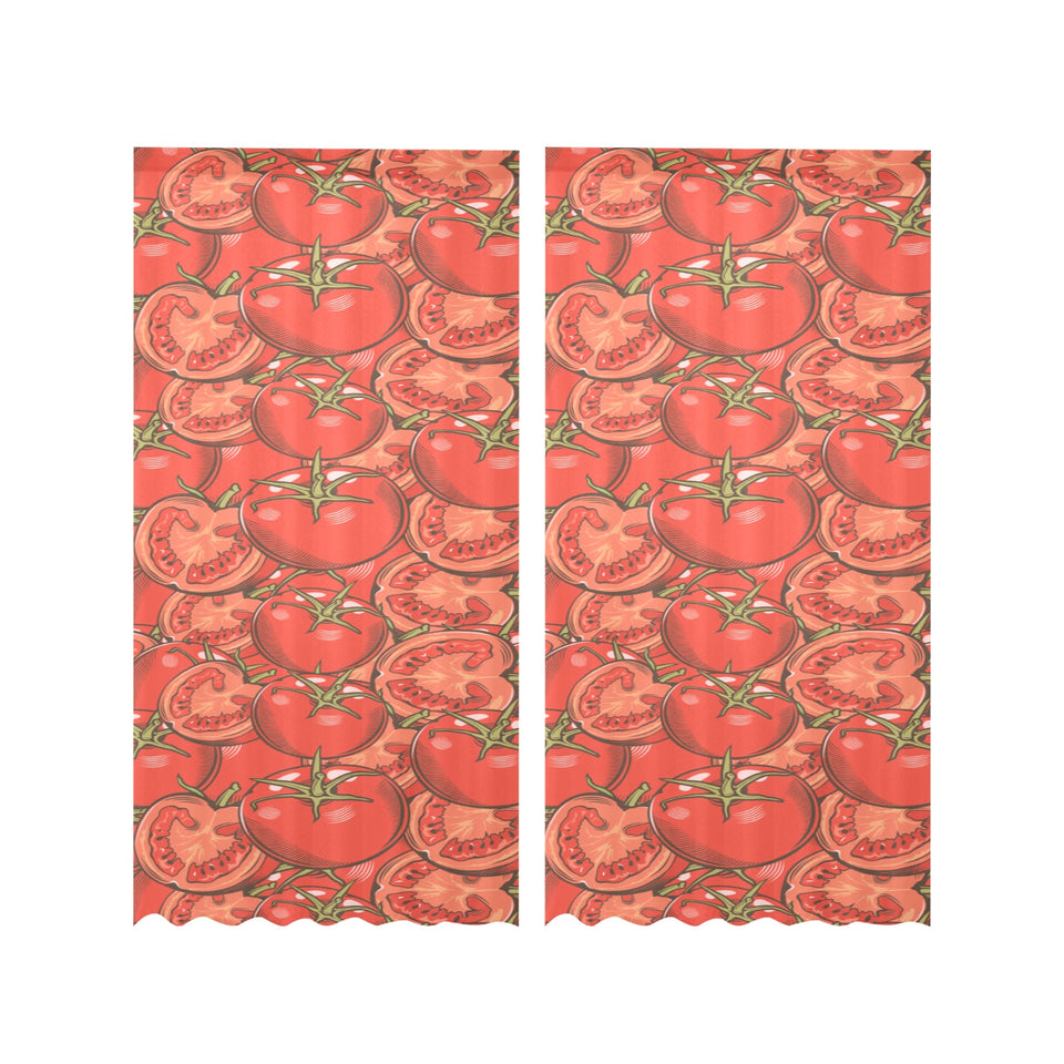 Red Tomato Pattern Gauze Curtain